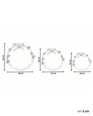 Wanddekoration 3er Set LED KEITELE 25/30/35 cm Kranz Weiß_1027908
