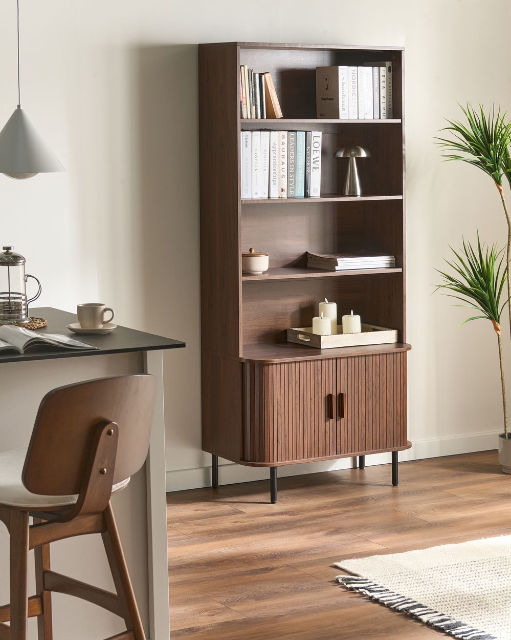 Boekenkast met 4 planken BRADLEY 180 cm Donkerbruin