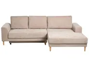 Corner Sofa Bed 3 Seater NUBORG Chenille Light Brown Left Hand_1017627