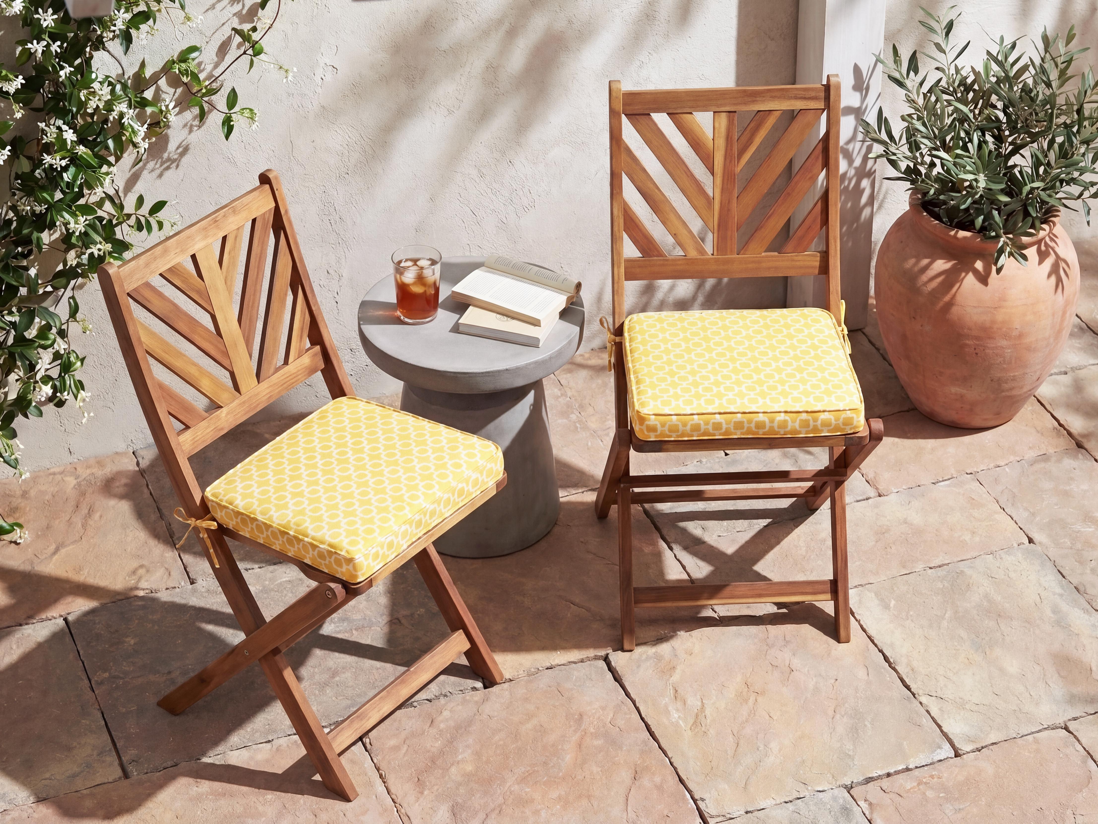Set of 2 Garden Chair Cushions TERNI 37 x 34 cm Yellow