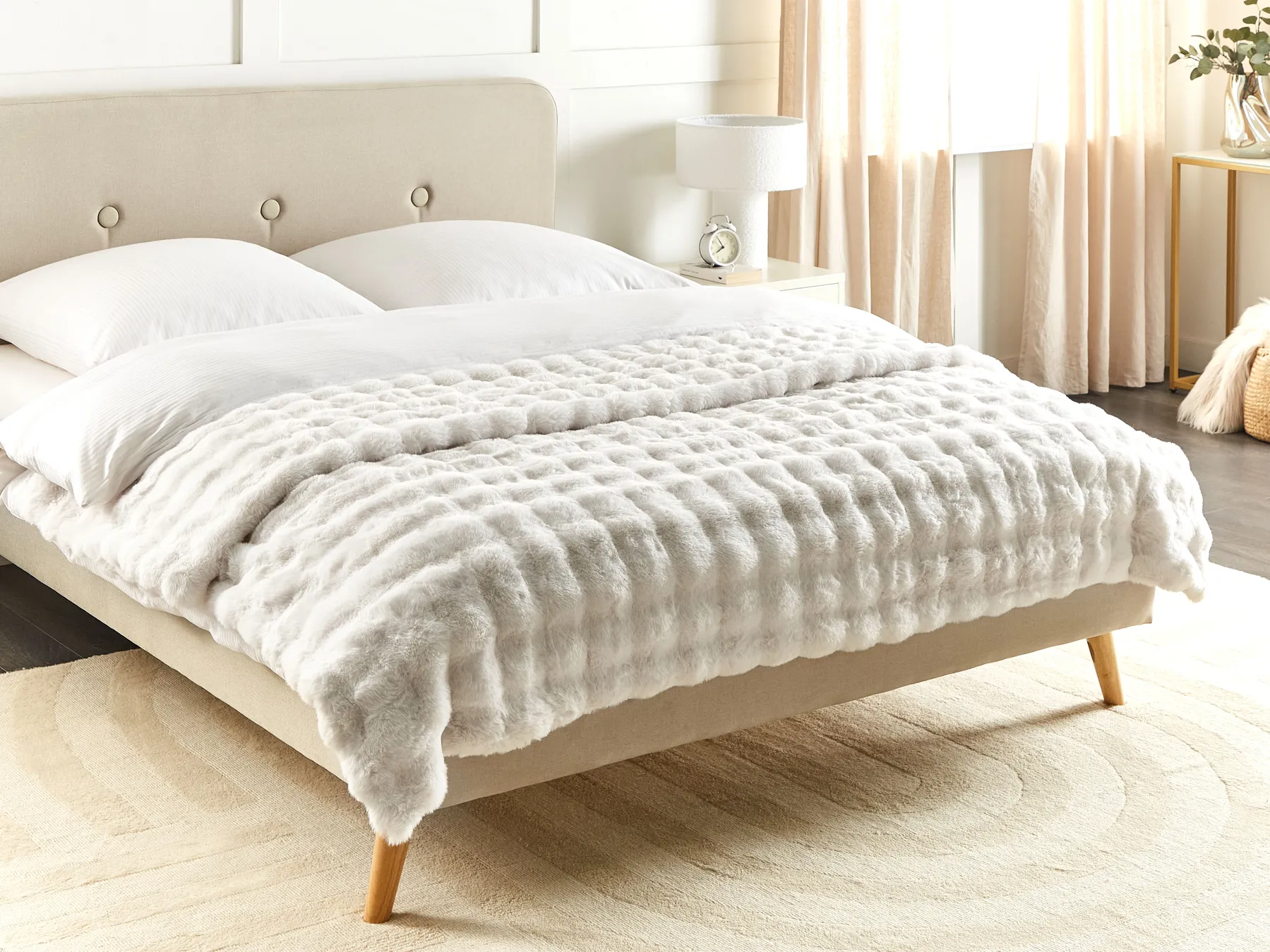 Kuscheldecke SALKA Webpelz 200 x 220 cm Weiß_917359