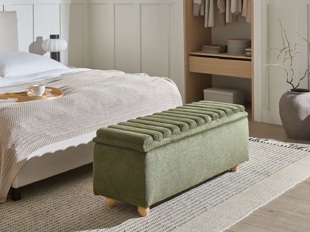 Banc de rangement rembourré SALIDA Tissu Vert