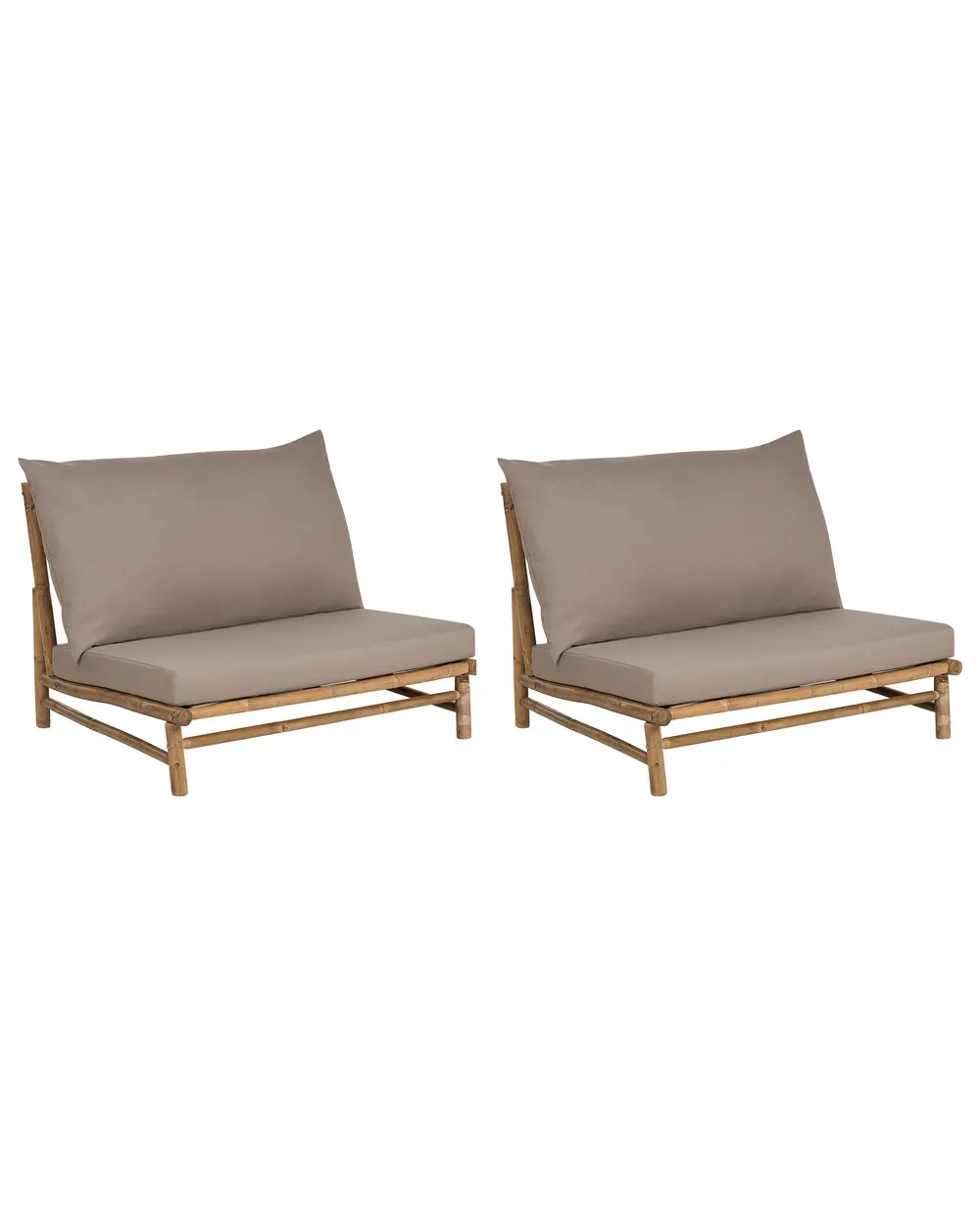 Set mit 2 Stühlen und Sitzkissen TODI Bambus Taupe