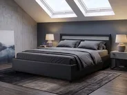 Ottoman Bed with LED ARMELLE Faux Leather Black 180 x 200 cm (EU Super King)_1133075