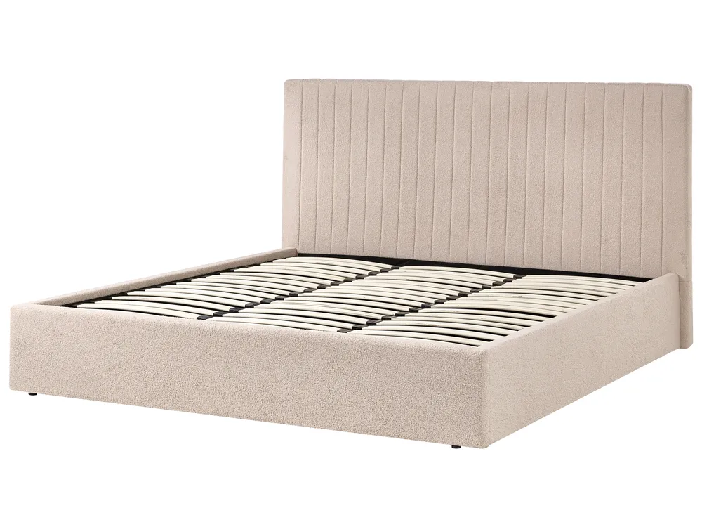 Bett mit Stauraum VION Bouclé Beige 180 x 200 cm_1042733
