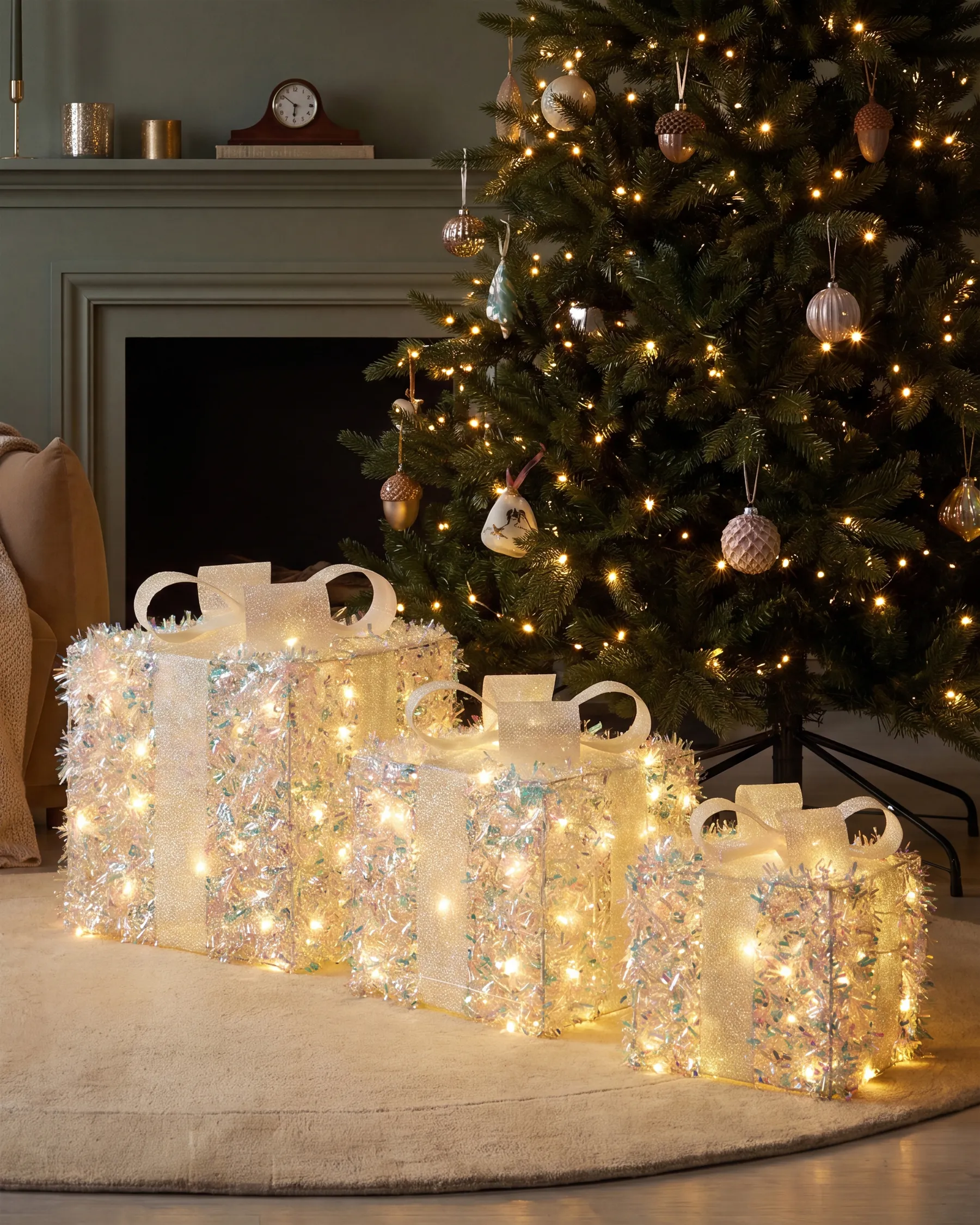 Weihnachtsdekoration 3er Set LED HALLANGEN 20/25/30 cm Weihnachtsgeschenke Bunt_1025077