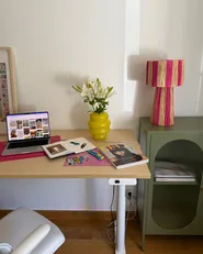 Electric Adjustable Standing Desk DESTINAS 160 cm x 72 cm Light Brown/ White_1153644