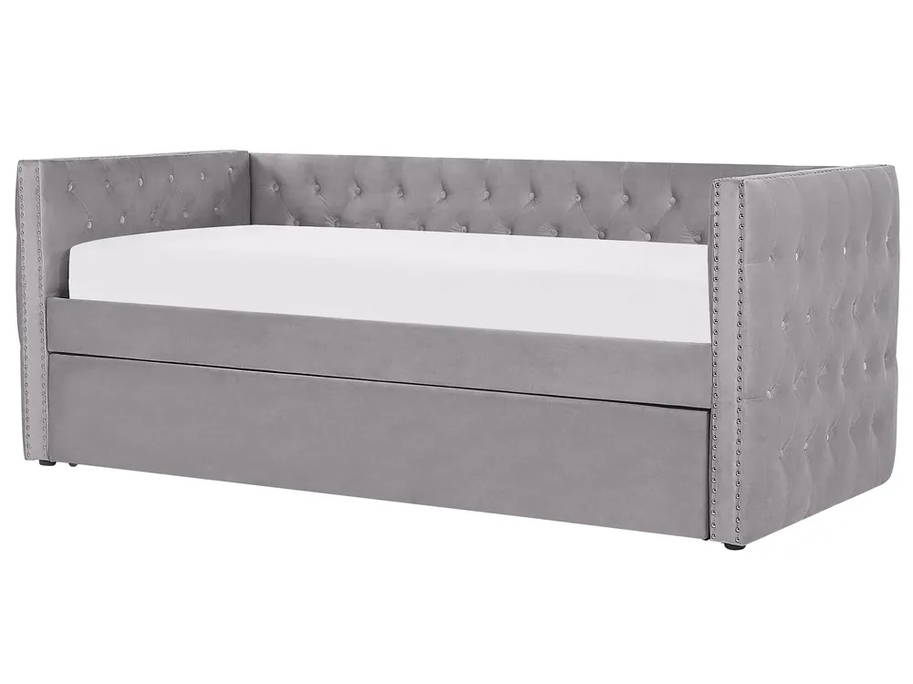 Ausziehbett Samtstoff GASSIN 90 x 200 cm Grau_779255