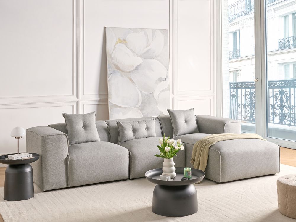 Corner Sofa DOLVA Fabric Light Grey Left Hand