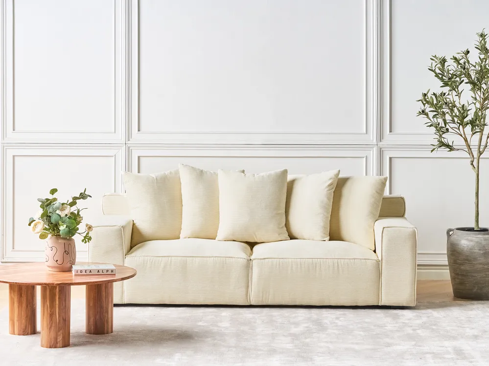 Sofa 3-Sitzer VISKAN Cord Hellbeige