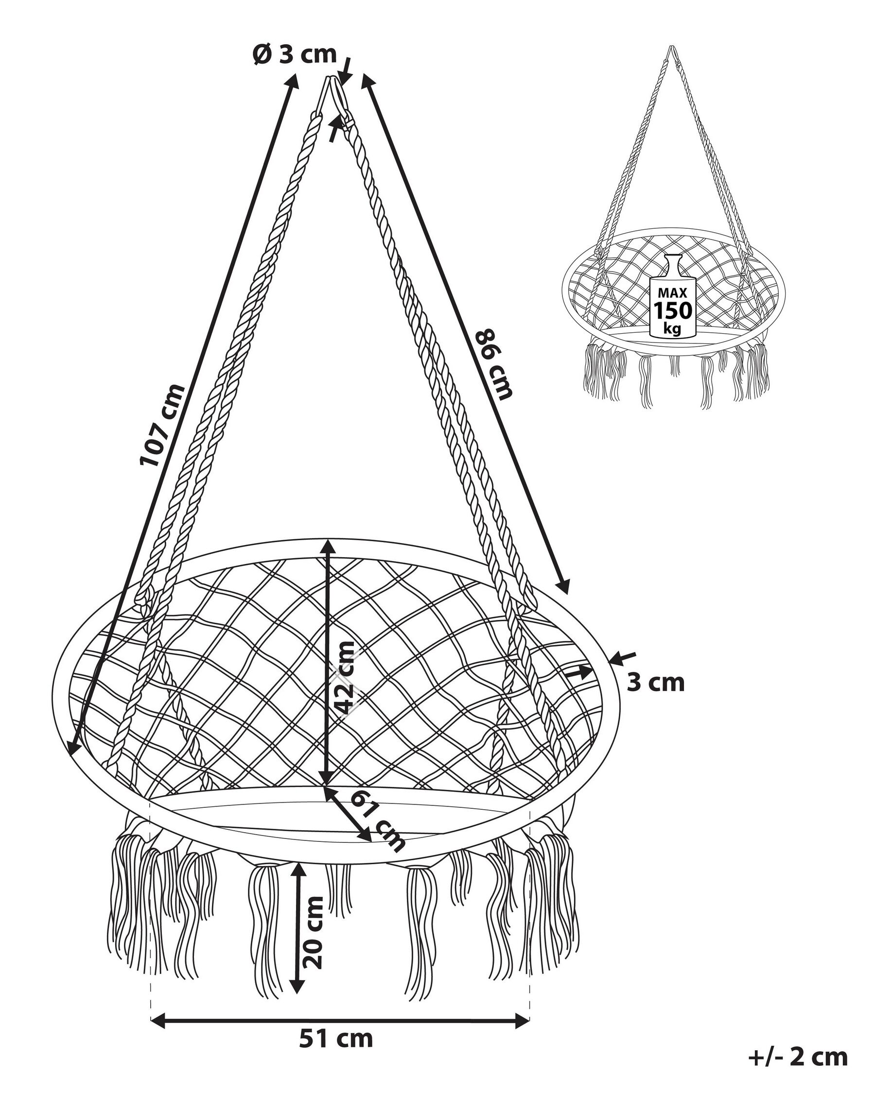 Hanging Chair GABELLA Cotton White_821565
