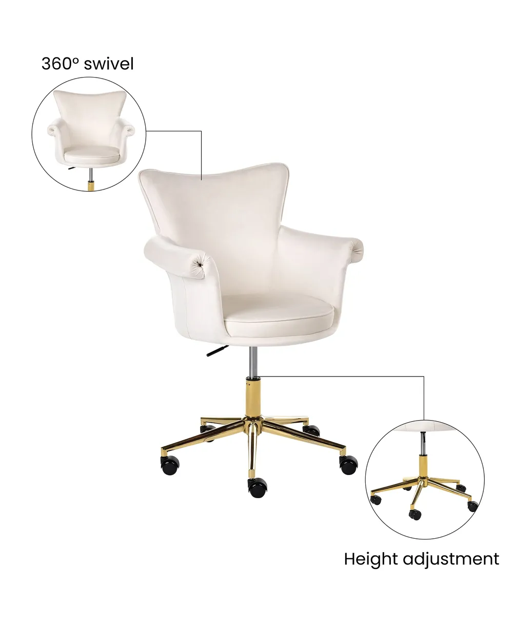 Desk Chair VELENCIA Velvet Off-White_1065160