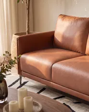 Sofa 2 Seater CILENS Fabric Golden Brown_1120283