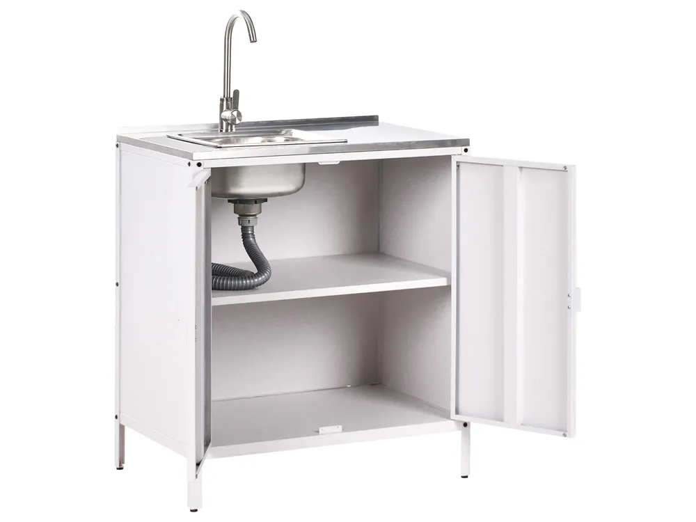 2 Piece Outdoor Kitchen Set with Sink VILAMA White Metal_974200