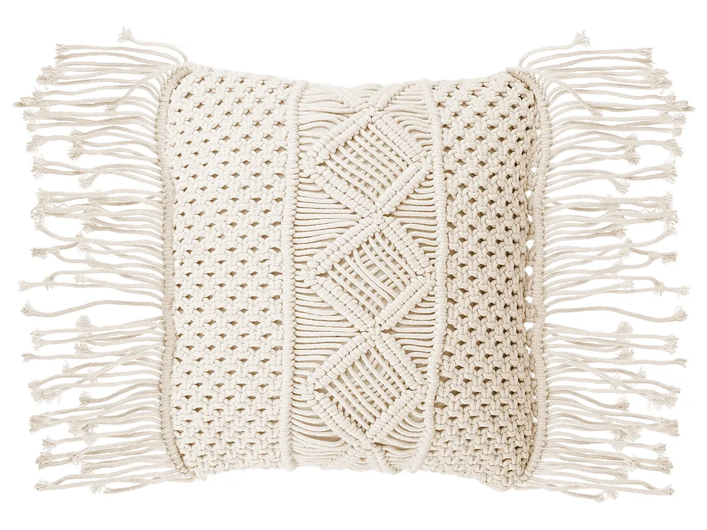 Set of 2 Decorative Cushions YORTAN 45 x 45 cm Cotton Light Beige Geometric Pattern_849308