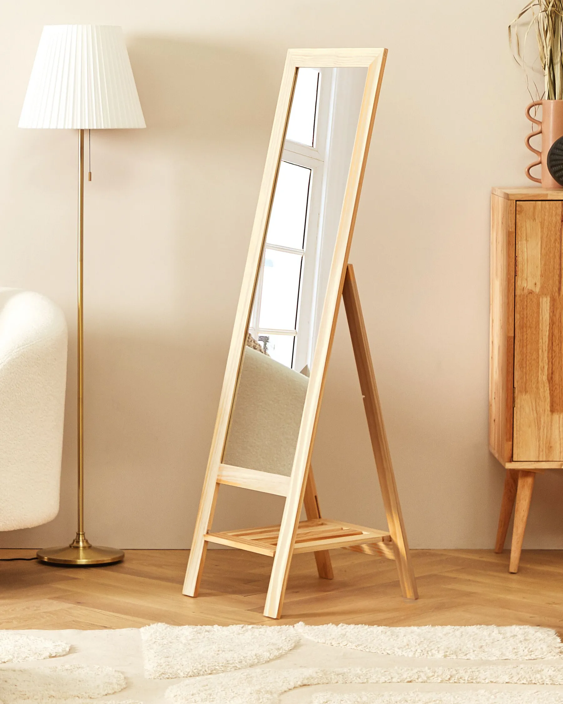Standspiegel mit Ablagefläche LUISANT 145 cm Kiefernholz Hellbraun_830395