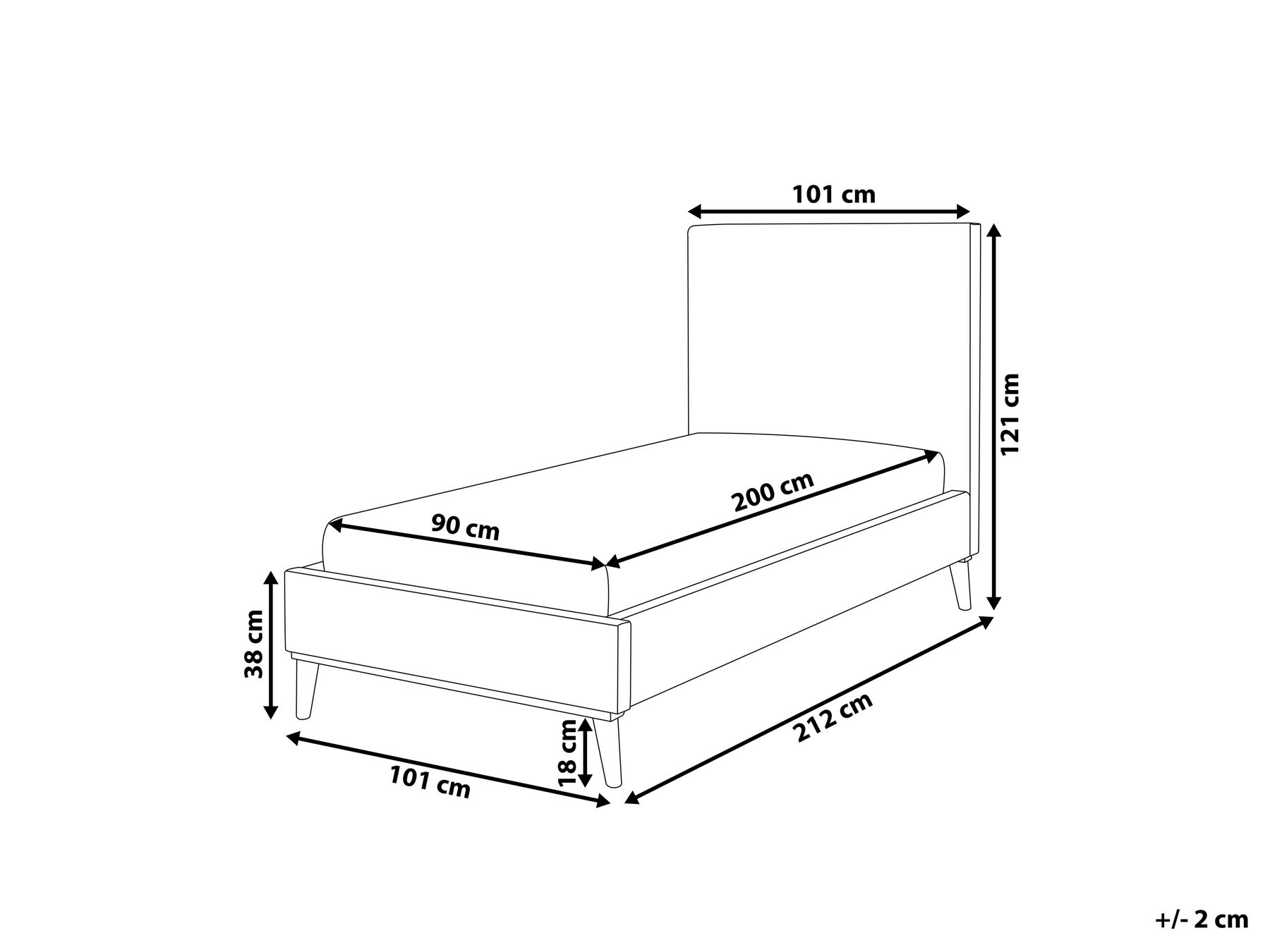 Bett mit Lattenrost Samtstoff BAYONNE 90 x 200 cm Cremeweiß_901315