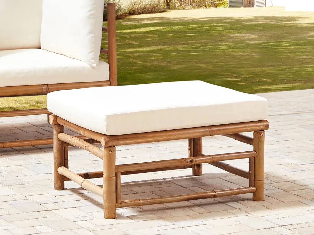 Garten Ottomane CERRETO Bambus Cremeweiß