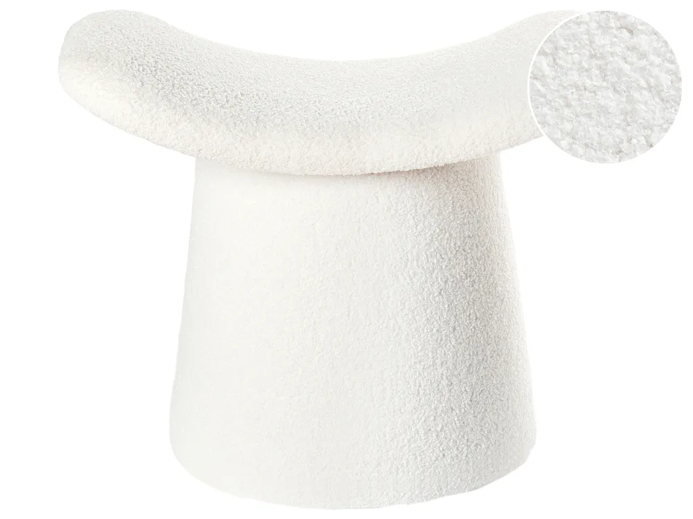 Pouf Getuftet RIDDLE Bouclé Cremeweiß