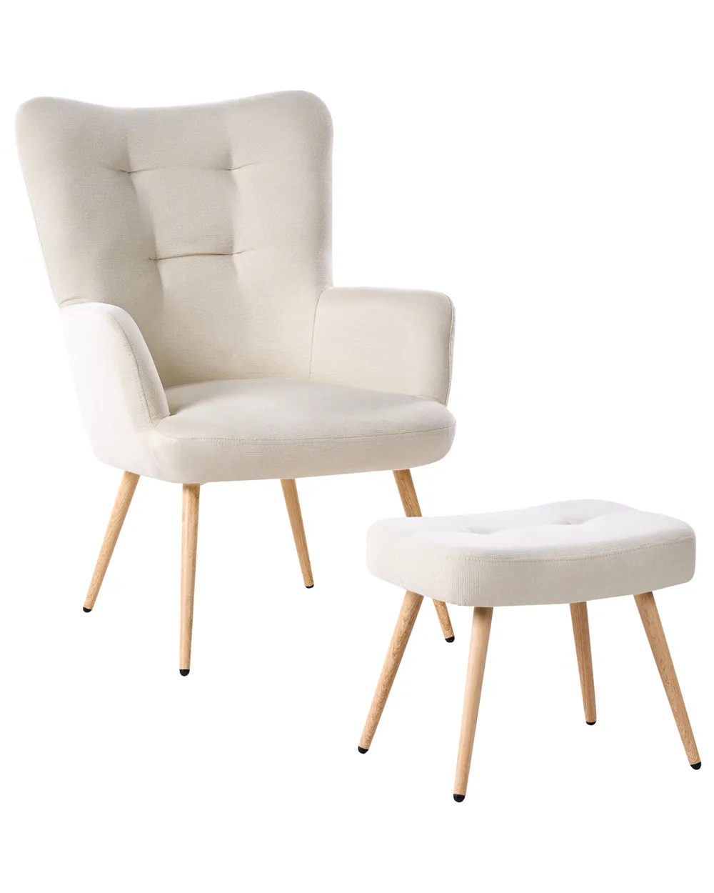 Ohrensessel VEJLE mit Fußstütze Stoff Hellbeige