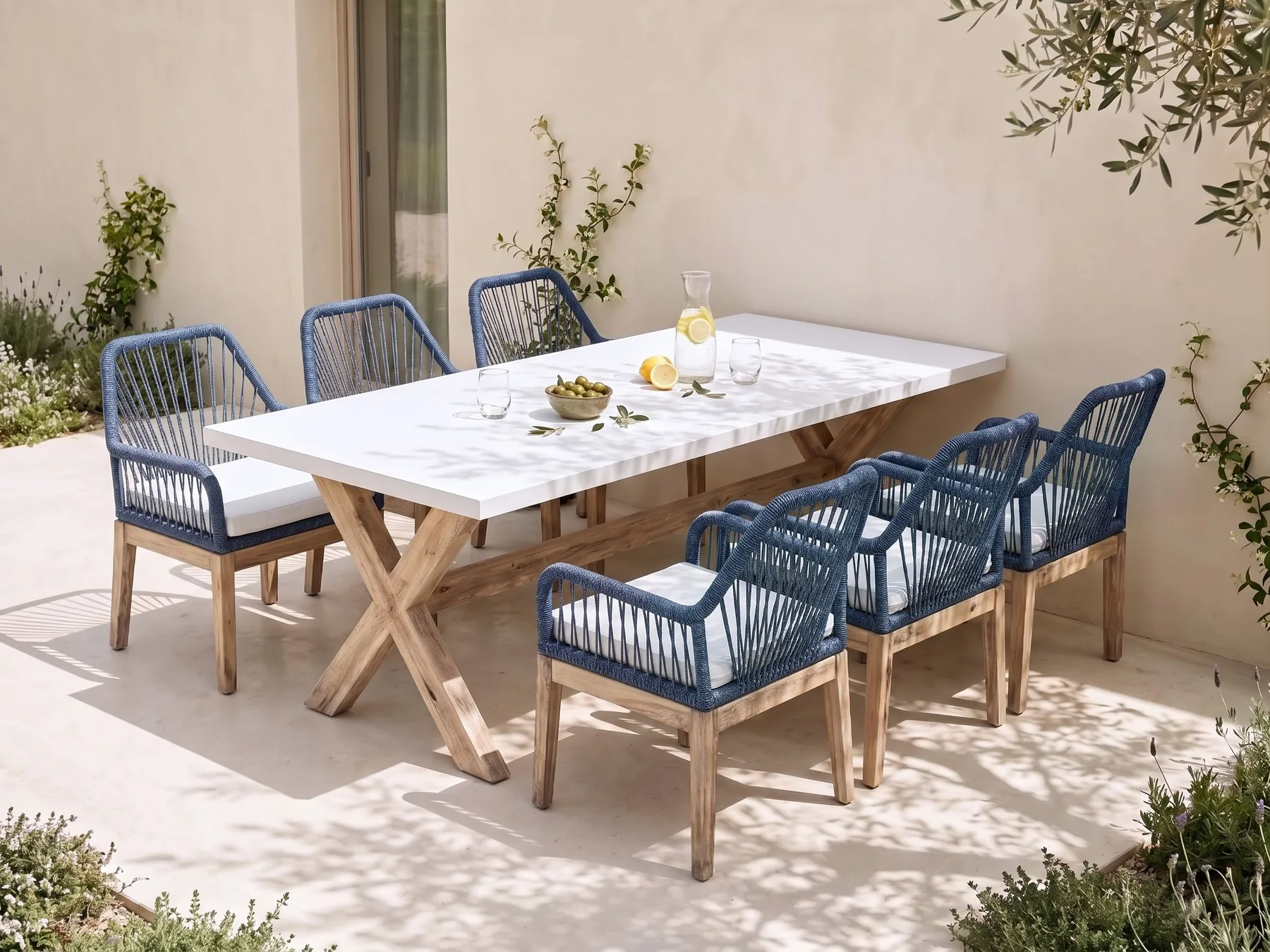 Gartenmöbel Set 6-Sitzer OLBIA Marineblau_1073611