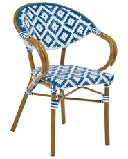 Gartenstuhl 4er Set CASPRI Polyrattan Blau / Weiß_1090660