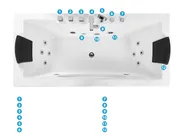 Kotna masažna kad z osvetlitvijo LED HAWES II 180 x 80 cm Bela_808733