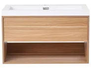 Wandmontierter Waschbeckenunterschrank mit Waschbecken BERBICE Hellbraun_1010545