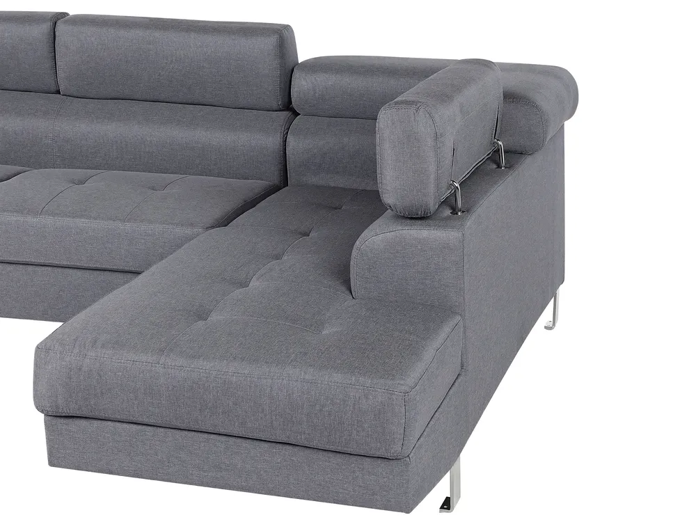 Ecksofa 5-Sitzer NORREA Stoff Grau linksseitig_686000