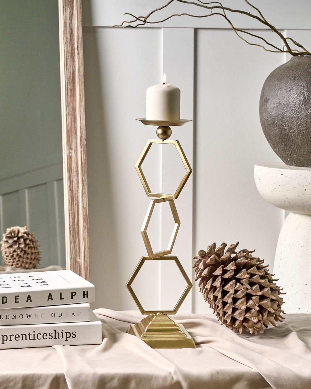 Candle Holder ARDEE 44 cm Metal Gold