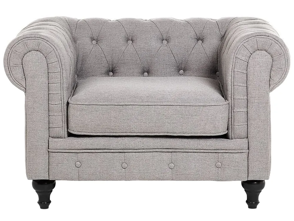 Living Room Set 4 Seater CHESTERFIELD Fabric Light Grey_797138