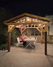 Pavillon SECCHIA 296 cm 350 cm Tannenholz Braun / Grau_1056437