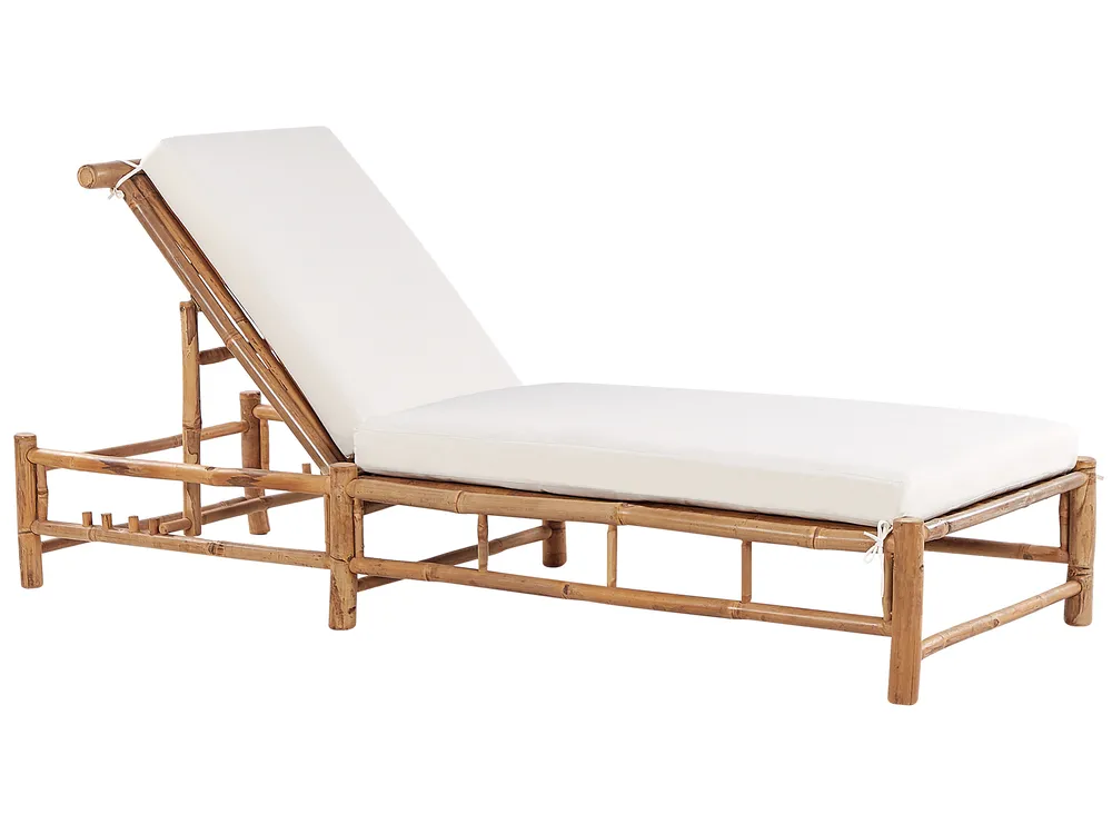 Sonnenliege mit Kissen LIGURE mit Relaxfunktion Bambus Braun