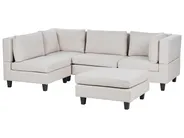 Modular Corner Sofa 4 Seater UNSTAD with Ottoman Fabric Light Beige Right Hand_925310