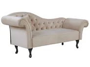 Left-Hand Chaise Longue LATTES Velvet Beige_791478