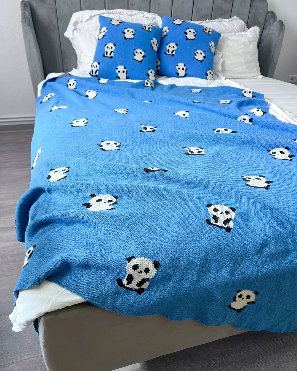 Kuscheldecke TALOKAN Baumwolle 130 x 170 cm Blau_981244