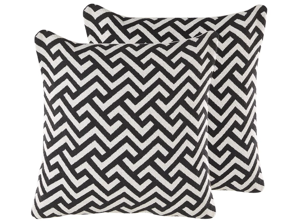 Dekokissen 2er Set SALIZAR 45 x 45 cm Baumwolle Schwarz Geometrisches Muster
