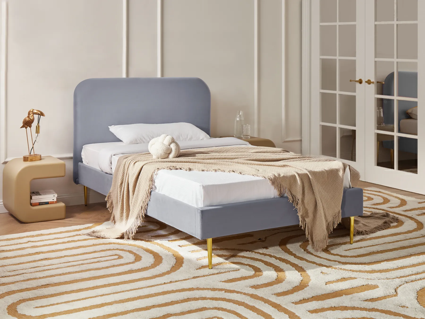 Bett mit Lattenrost Samtstoff FLAYAT 120 x 200 cm Grau_1024347