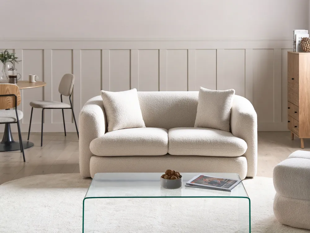 Sofa 2-Sitzer HUSBY Bouclé Cremeweiß