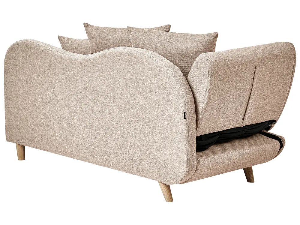Left-Hand Chaise Longue MERI Faux Linen Light Brown with Storage