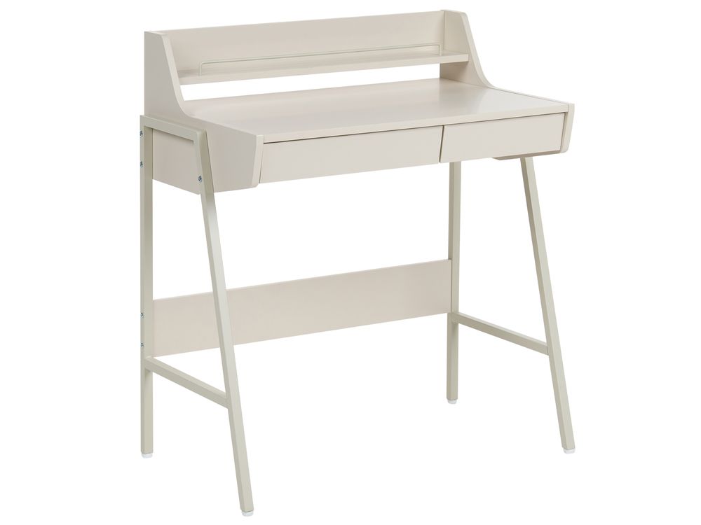Home Office Desk with Hutch BROXTON 77 cm 46 cm Light Beige