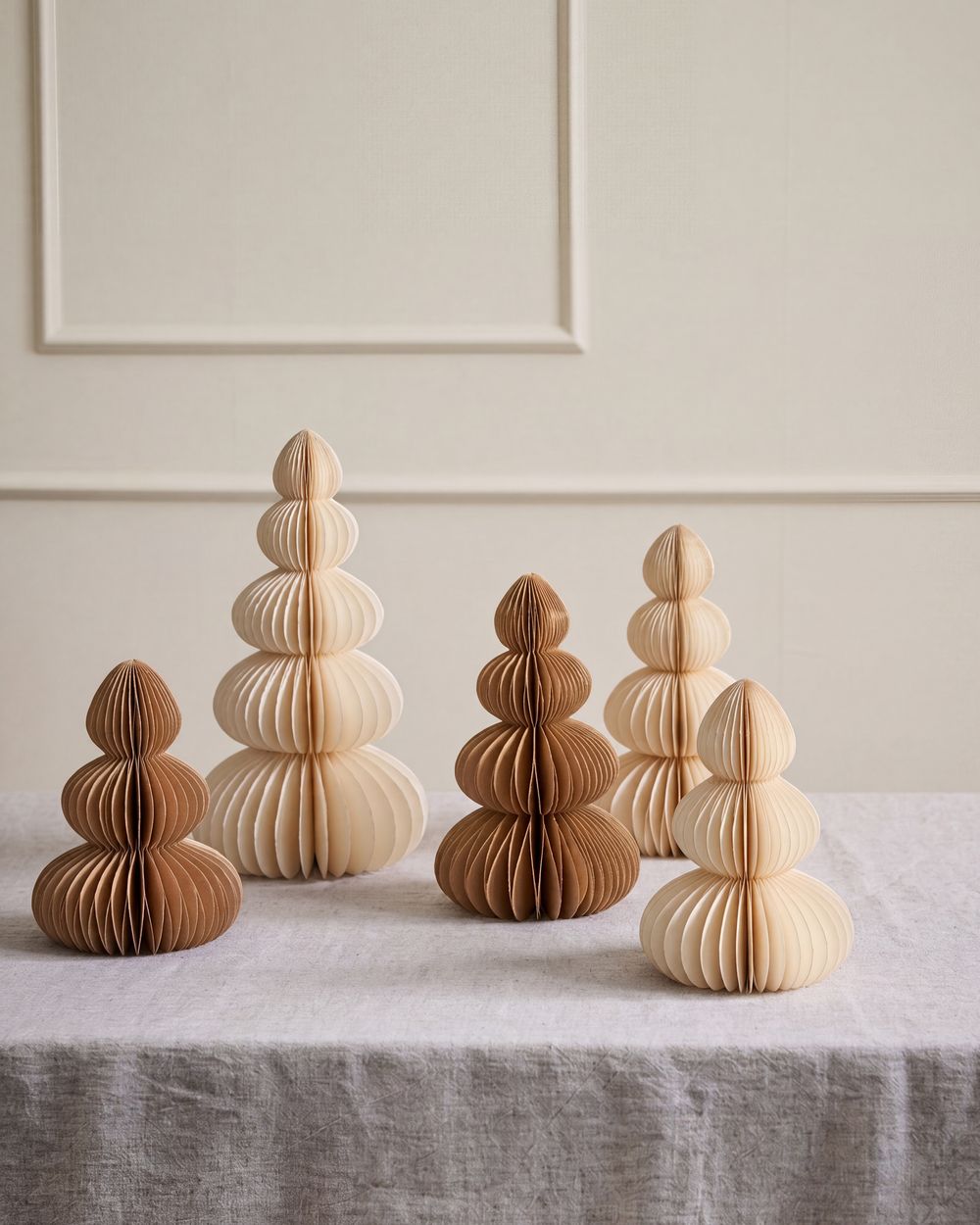 Weihnachtsdekoration 6er Set RANELVA 14/19/25 cm Weihnachtsbaum Braun / Beige