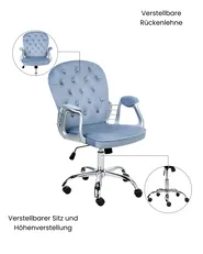 Schreibtischstuhl PRINCESS Samtstoff Hellblau_1036991