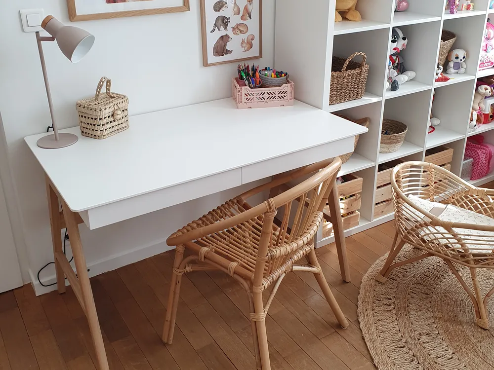 Home Office Desk SHESLAY 120 cm 70 cm with Drawers White_818838
