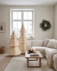Set of 2 Christmas Decorations VEFSNA 90/122 cm Christmas Tree Beige_1084859