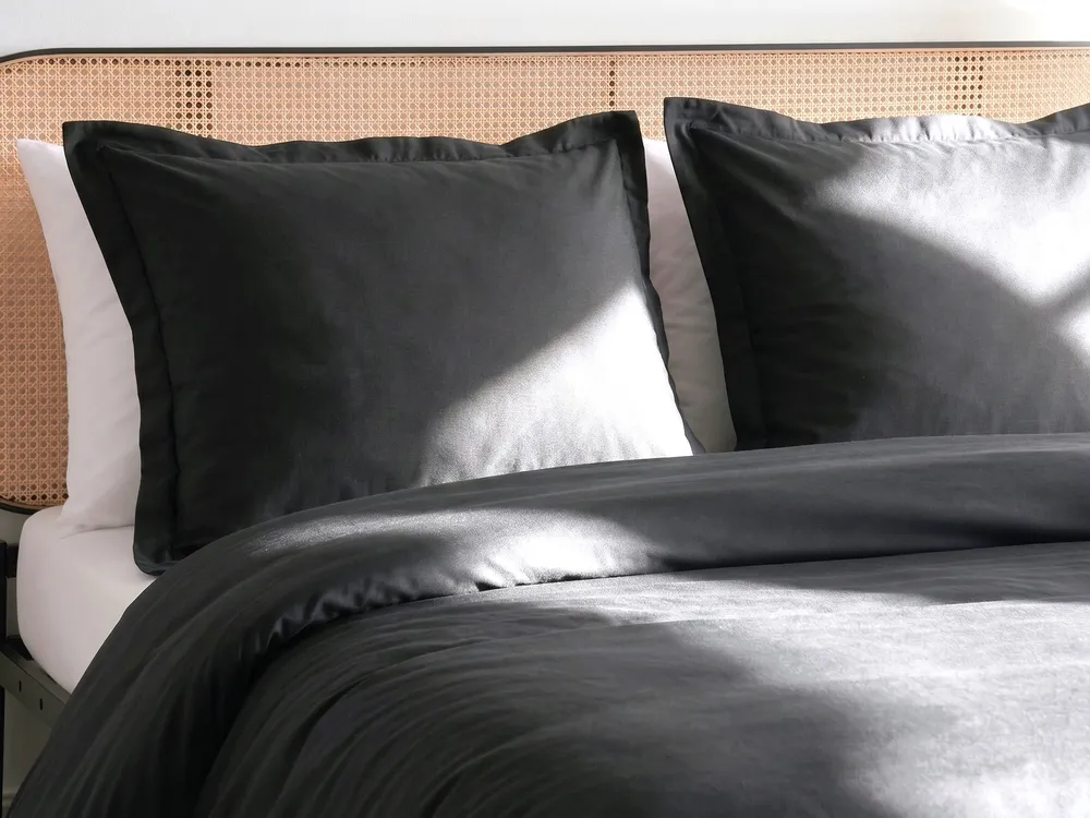 Bettwäsche-Set PARKROSE 200 x 200 cm Baumwollsatin Schwarz_1071707