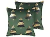 Dekokissen 2er Set GOLDSPRUCE 45 x 45 cm Samtstoff Grün Weihnachtsmotiv