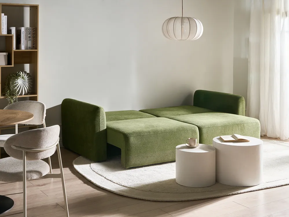 Sofa Bed 3 Seater VAXHOLM with Storage Fabric Green_1026812