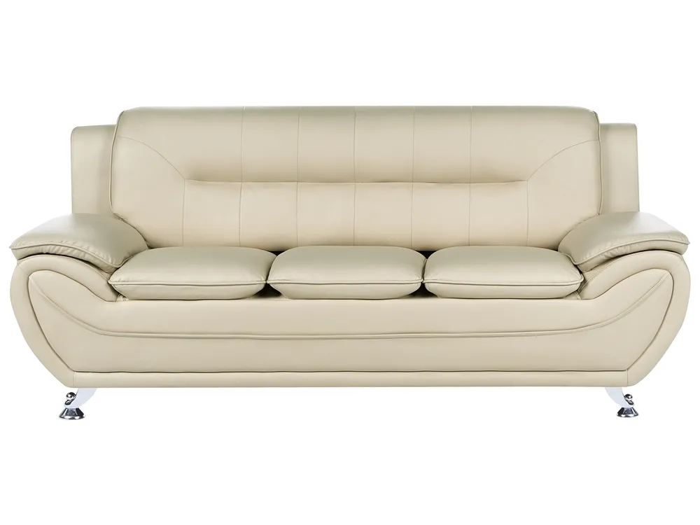 Sofa 3-Sitzer LEIRA Kunstleder Beige
