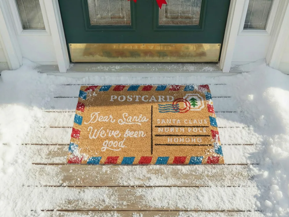 Fußmatte KATALLA Naturfarben 45 x 75 cm Weihnachtsmotiv Kokosfasern